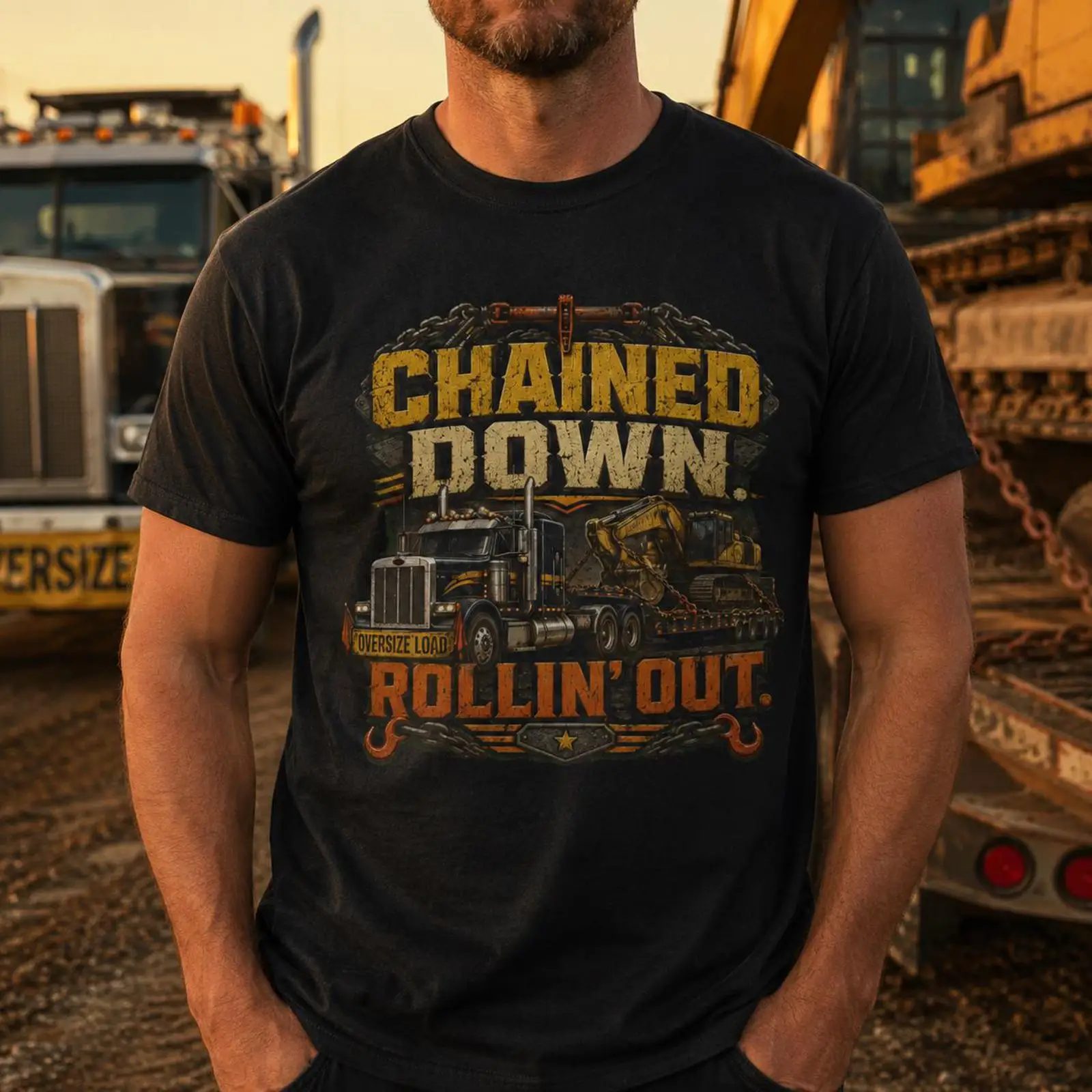 Heavy Equipment Haulers - Heavy Haul Driver T Shirt Chained